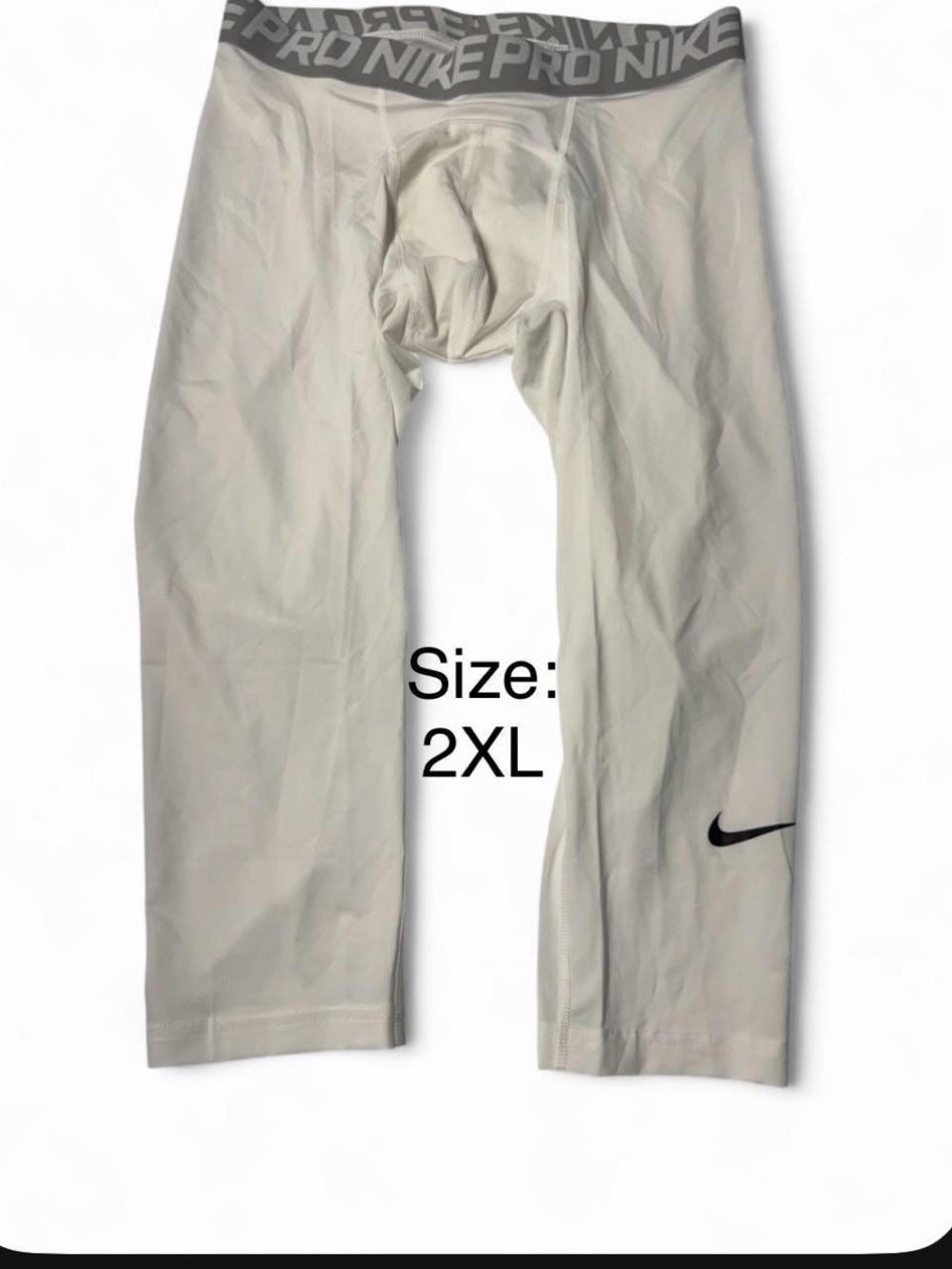 Nike Pro 3/4 Compression Tights White Gray Men's 2XL NWT Dri-FIT 828642-100